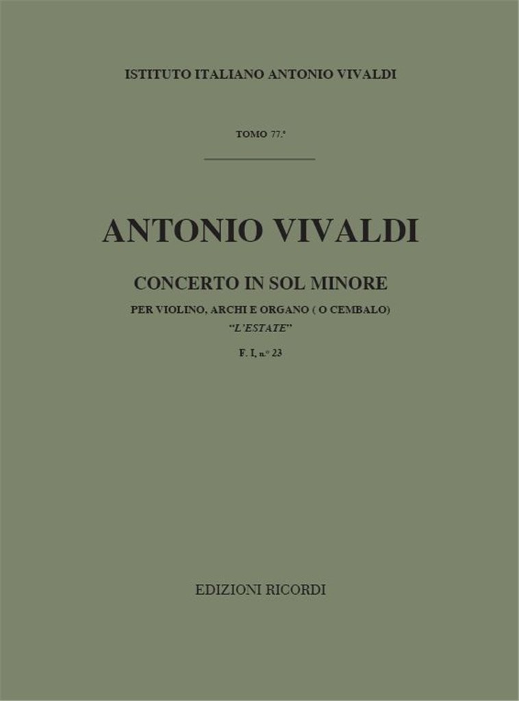 Conc. Per Vl.Archi E Bc: In Sol Min. L'Estate